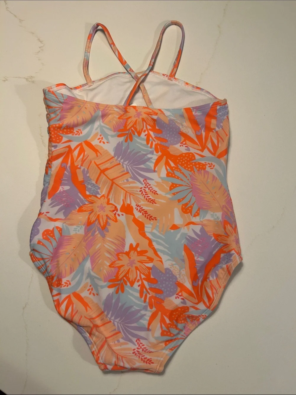 art class Orange Multi Floral Cutout Girls' One-Piece Swimsuit